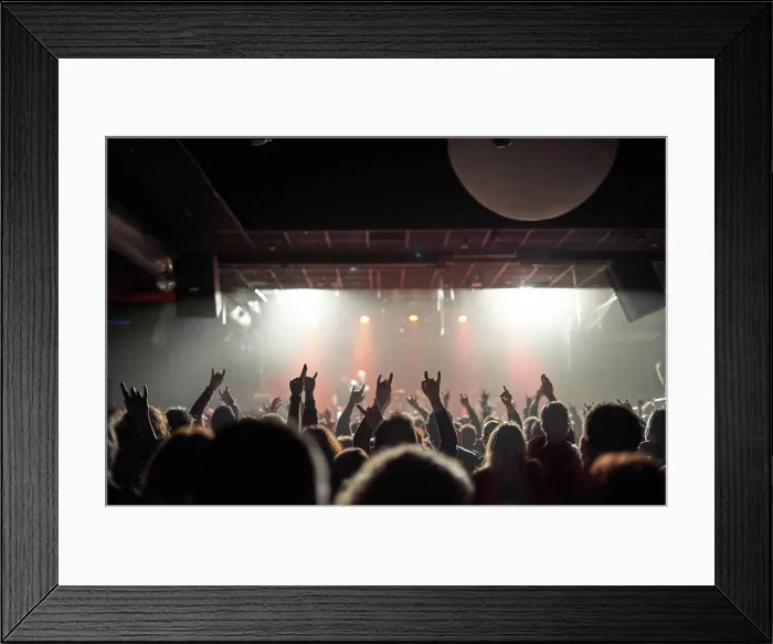 Framed Print : Sillhouettes Of Concert Crowd In Front Of Bright Stage Lights