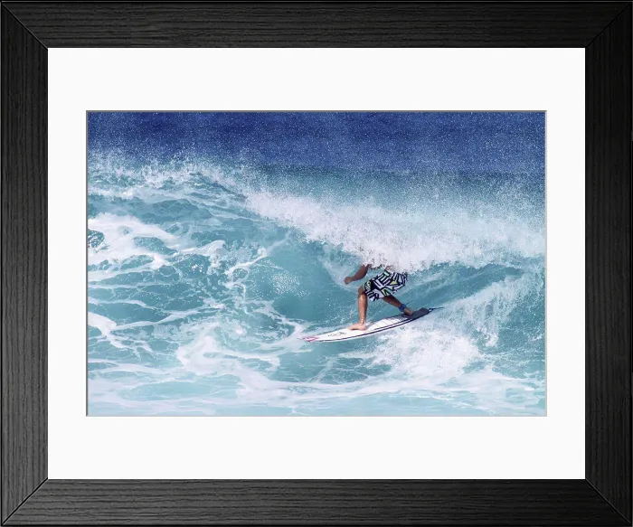Framed Print : Hawaii, Oahu, North Shore, Surfer riding wave Framed Print : Hawaii, Oahu, North Shore, Surfer riding wave