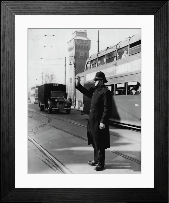 Framed Print : City of Cardiff - Policeman on duty in Duke street Framed Print : City of Cardiff - Policeman on duty in Duke street