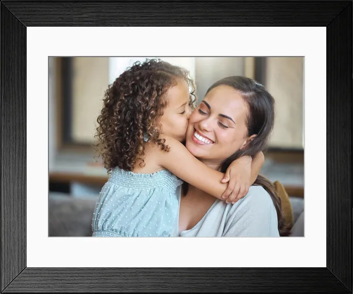 Framed Print : Hug, kiss and mom on couch with child for morning bonding Framed Print : Hug, kiss and mom on couch with child for morning bonding