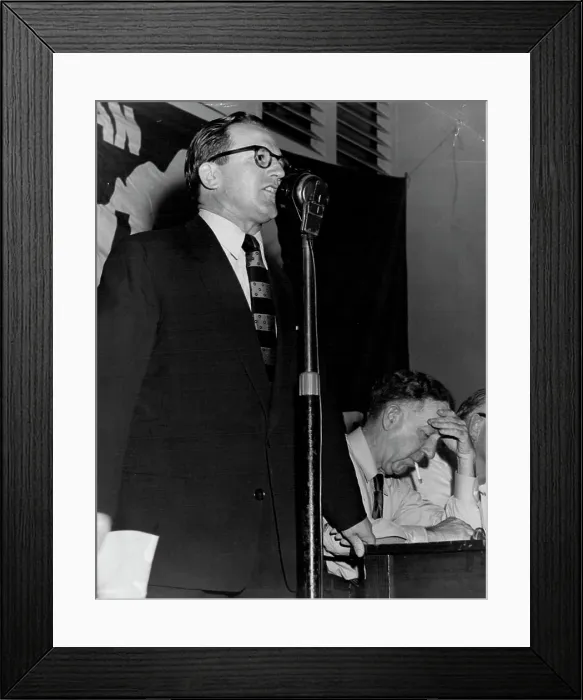 Framed Print : Laurie Short addressing ALP grouper meeting 13 / 2 / 55. February 15, 1955 Framed Print : Laurie Short addressing ALP grouper meeting 13 / 2 / 55. February 15, 1955