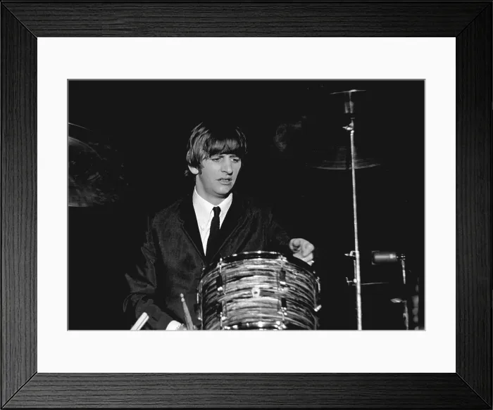 Framed Print : Drummer Ringo Starr (born July 7, 1940), during a Beatles concert in Forest Hills, Queens, NYC on August 29th, 1964