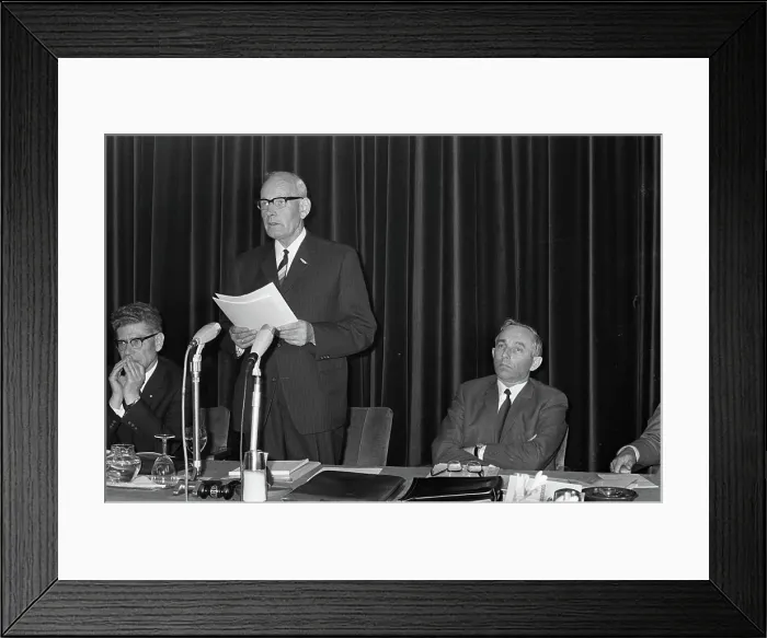 Framed Print : Anefo photo collection. Official installation of the new chairman of the CNV in Utrecht Framed Print : Anefo photo collection. Official installation of the new chairman of the CNV in Utrecht