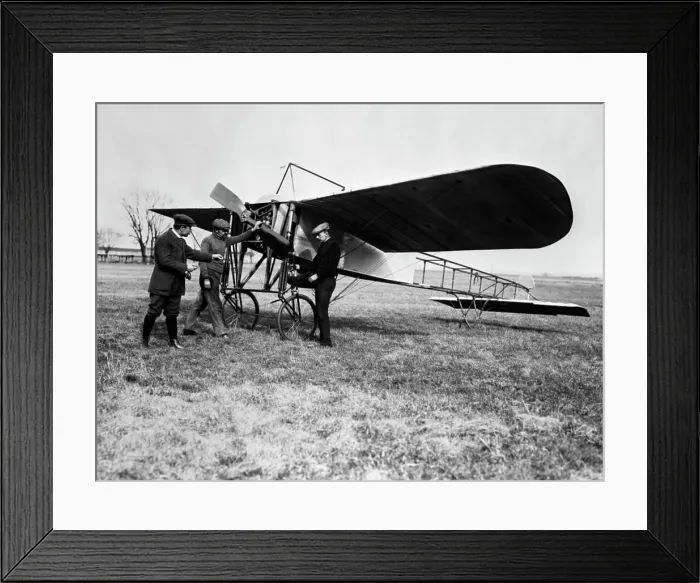 Framed Print : 1910S Group Of Three Men Standing In Front Of Early Monoplane One With Hand On Propeller Framed Print : 1910S Group Of Three Men Standing In Front Of Early Monoplane One With Hand On Propeller