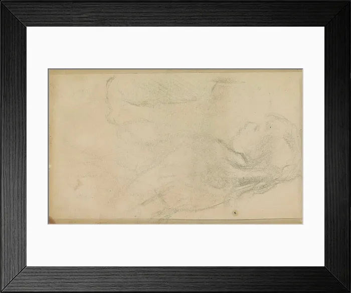Framed Print : Girl standing with the arms behind the back.Also a Study of a Lower. Leaf 42 Verso from a sketchbook with 42 Sheets