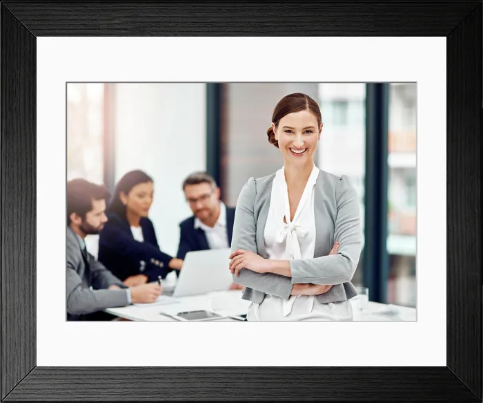 Framed Print : Office, conference and portrait of woman with arms crossed for investment