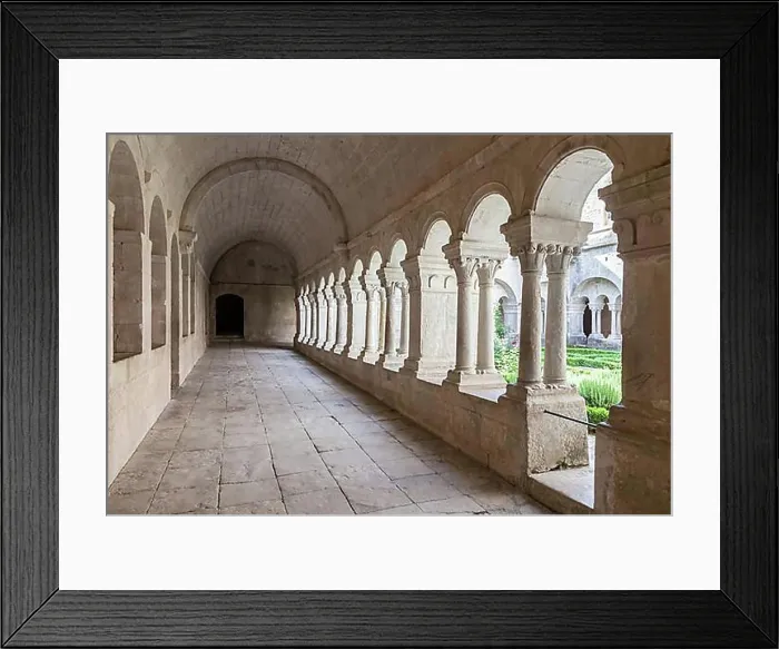 Framed Print : France, Provence. Senanque Abbey corridor detail. More than 800 years of history in this picture, Europe