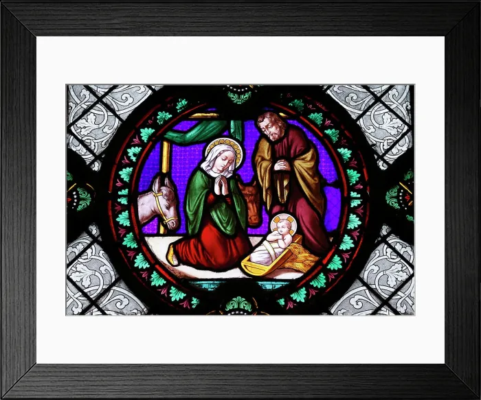 Framed Print : Saint Martin d'Ainay basilica. Stained glass window. Nativity of Jesus or birth of Christ. Lyon. France Framed Print : Saint Martin d'Ainay basilica. Stained glass window. Nativity of Jesus or birth of Christ. Lyon. France