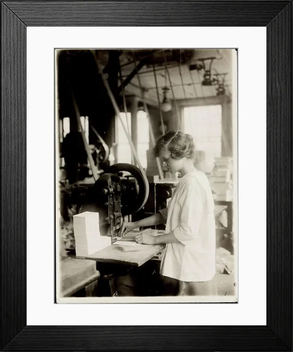 Framed Print : 15-year old girl punching cards. Boston Index Card Co. 113 Purchase Street. Immigrants, Massachusetts, Boston