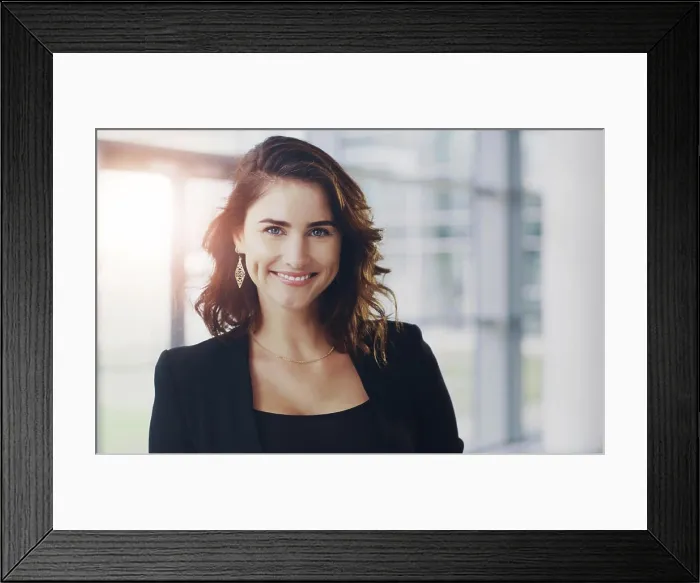 Framed Print : Woman, portrait and smile in office for career with finance