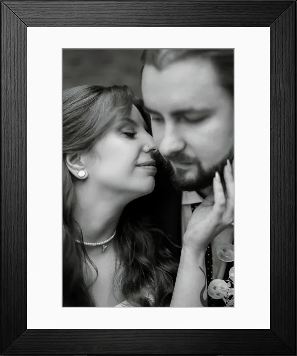 Framed Print : young couple bride and groom in a white dress walking Framed Print : young couple bride and groom in a white dress walking