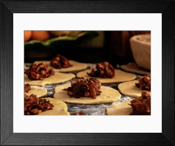 Framed Print : Home cooking - baking mushroom pastries Framed Print : Home cooking - baking mushroom pastries