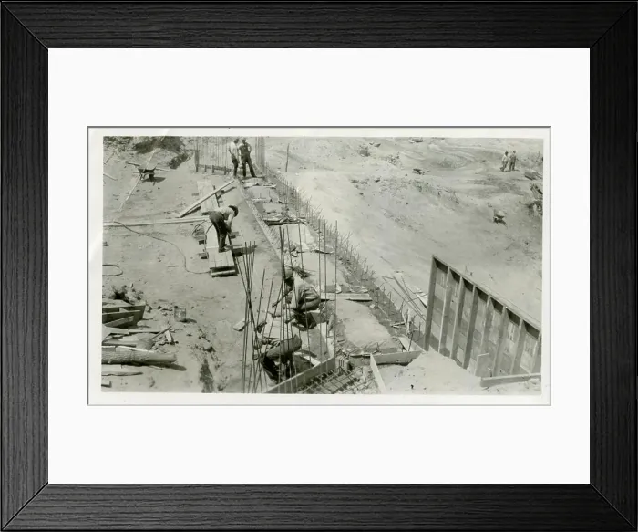 Framed Print : Crew Making Forms for Cutoff Walls - Dam 179 Framed Print : Crew Making Forms for Cutoff Walls - Dam 179