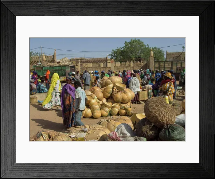 Framed Print : Mali, Djenne, Weekly Market In Square In Front Of Mosque, Market Scene