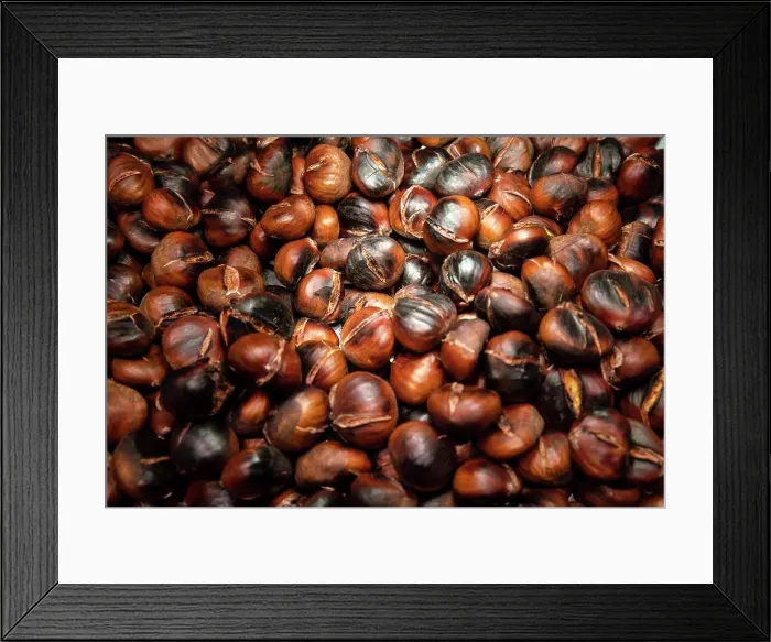 Framed Print : Roasted chestnuts mercado La Boqueria Market