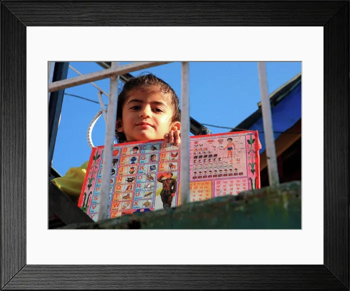 Framed Print : Girl and script latin alphabet Dharamsala Himalayas India Framed Print : Girl and script latin alphabet Dharamsala Himalayas India