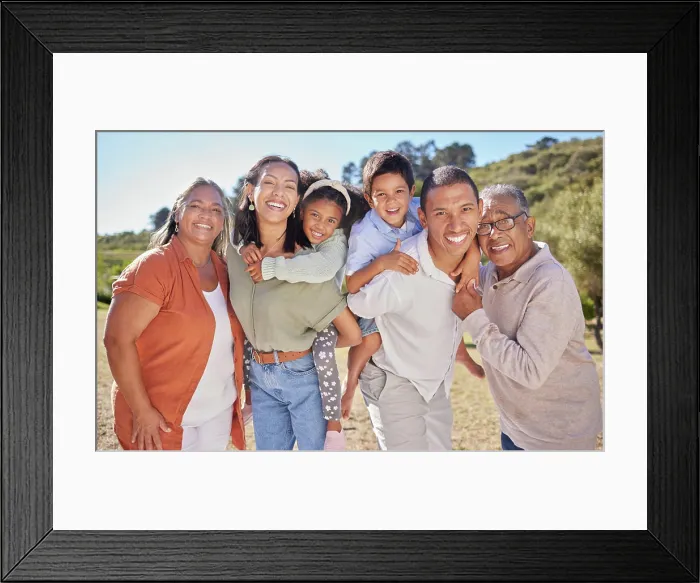 Framed Print : Big family, portrait and happy smile of mom