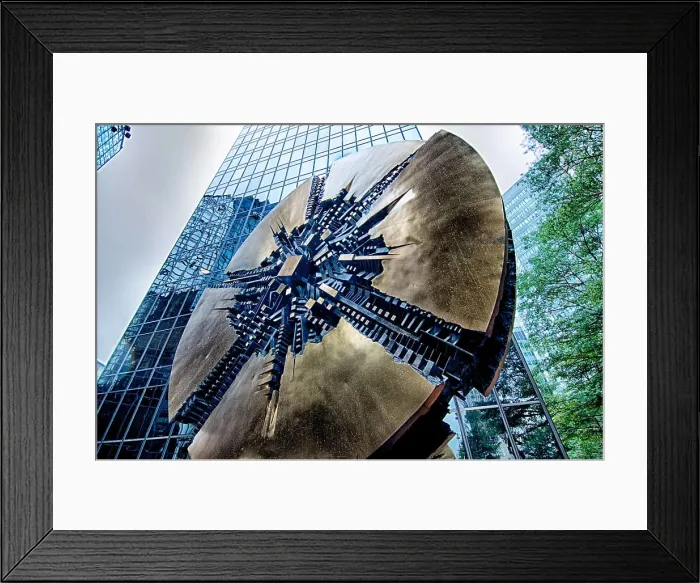 Framed Print : sculpture in uptown charlotte grande disk