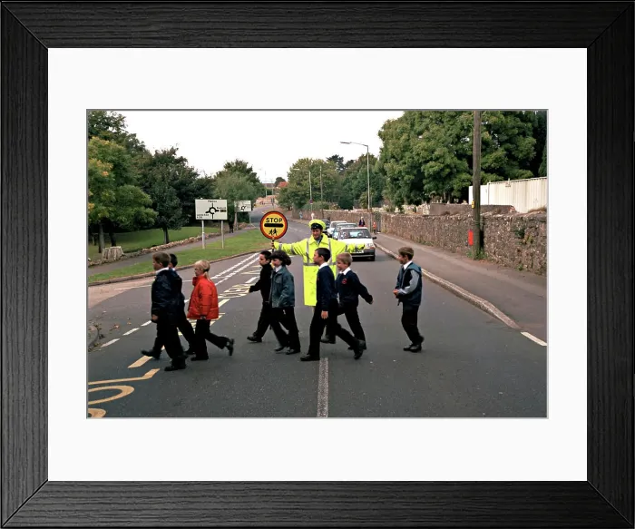 Framed Print : Lollipop lady on duty at school crossing patrol Framed Print : Lollipop lady on duty at school crossing patrol