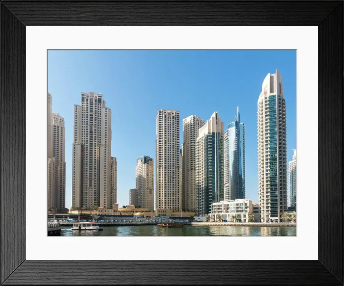 Framed Print : Das Marina-Viertel in Dubai Highrise buildings in the Marina district of Dubai