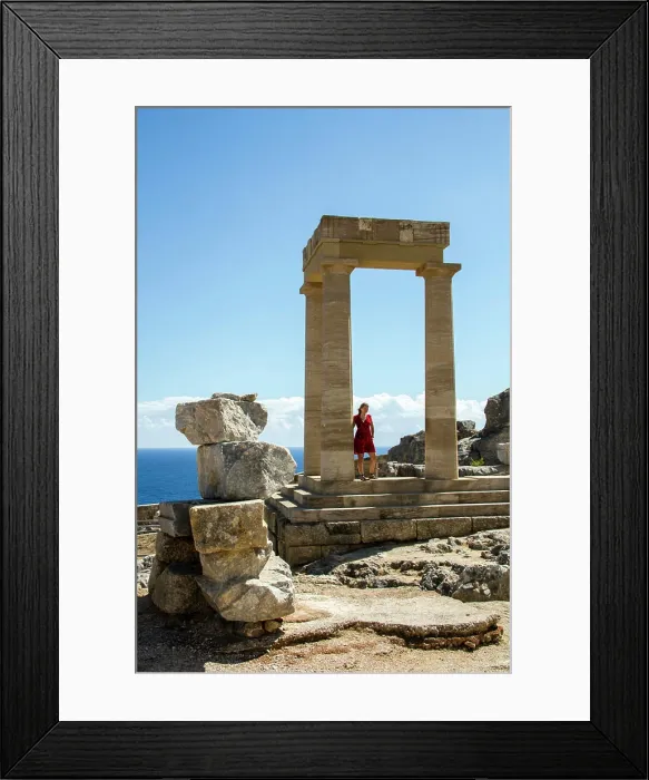 Framed Print : Columns of the Hellenistic Stoa. Dorian Acropolis of Lindos from about 10th Century BC. Rhodes. Greece Framed Print : Columns of the Hellenistic Stoa. Dorian Acropolis of Lindos from about 10th Century BC. Rhodes. Greece