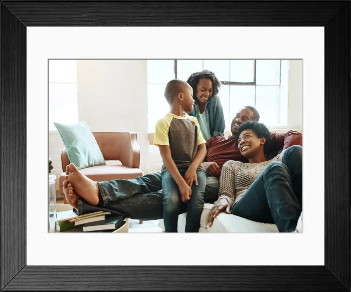 Framed Print : Black family children, happy parents or relax African people smile together