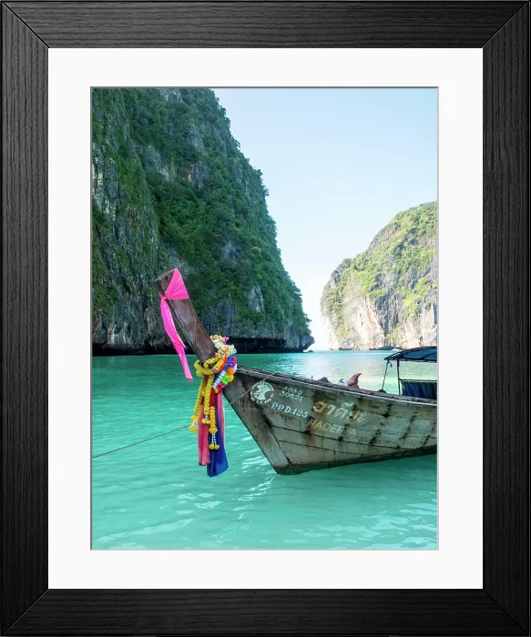 Framed Print : Thailand, Phuket, Phi Phi Islands, Longtail Boats and swimmers Framed Print : Thailand, Phuket, Phi Phi Islands, Longtail Boats and swimmers
