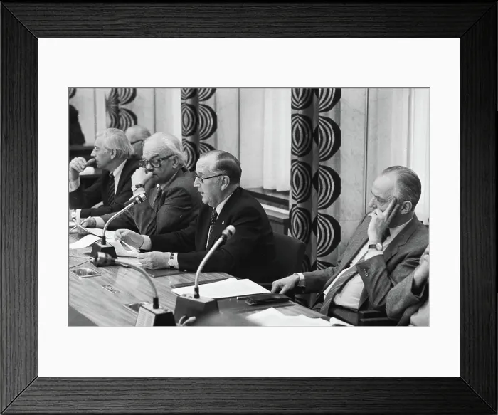 Framed Print : Anefo photo collection. Hearing of the Committee on Social Affairs with regard to sickness law