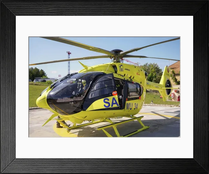 Framed Print : The SMUR helicopter transports patients 24 hours a day, 7 days a week