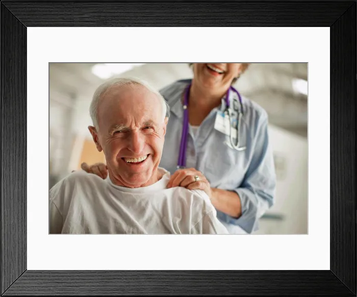 Framed Print : Portrait of a smiling elderly man
