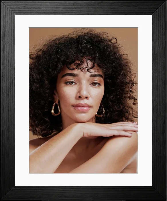 Framed Print : Skincare, wellness and portrait of a black woman in a studio for a cosmetic Framed Print : Skincare, wellness and portrait of a black woman in a studio for a cosmetic