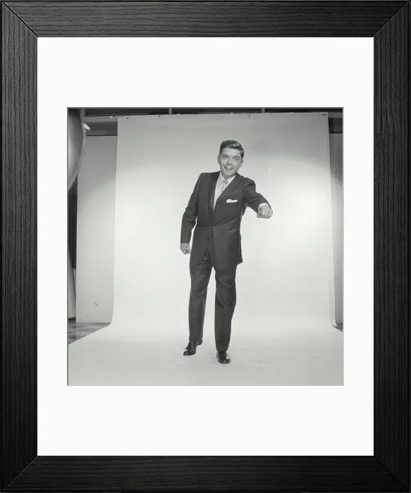 Framed Print : Businessman pointing forward