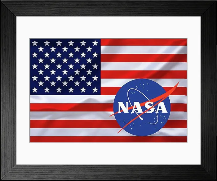 Framed Print : The flag of the USA with the Nasa coat of arms, Studio Framed Print : The flag of the USA with the Nasa coat of arms, Studio