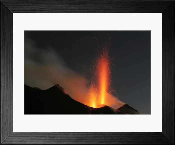 Framed Print : October 16, 2005 - Stromboli eruption, Aeolian Islands, north of Sicily, Italy
