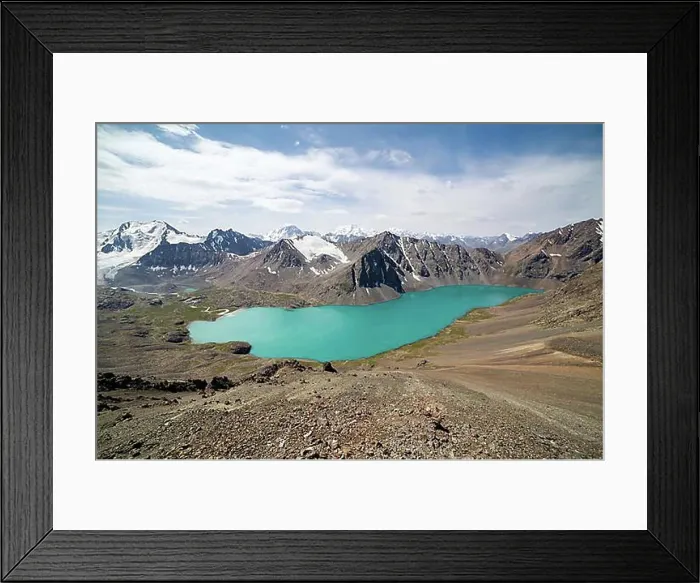 Framed Print : View of alpine mountain lake Ala-Kul Tien Shan, Kyrgyzstan, Asia Framed Print : View of alpine mountain lake Ala-Kul Tien Shan, Kyrgyzstan, Asia