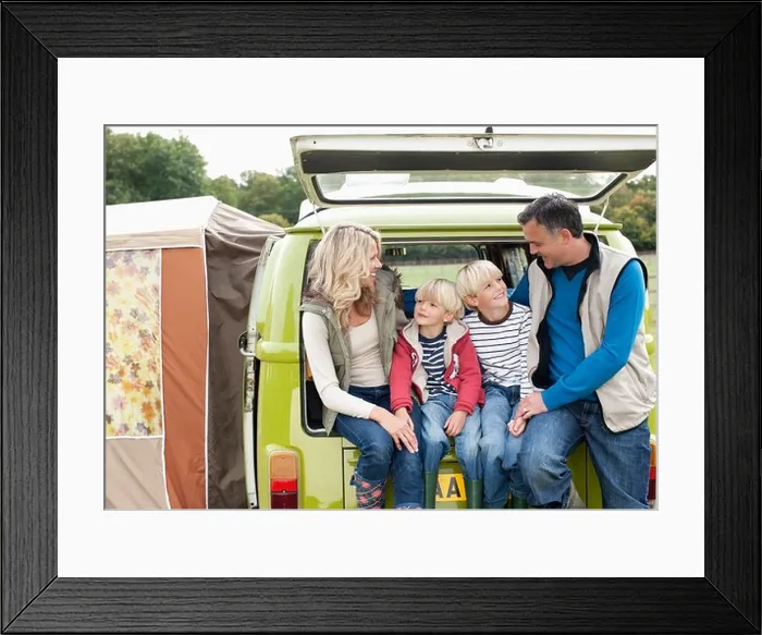 Framed Print : Family at back of camper van Framed Print : Family at back of camper van
