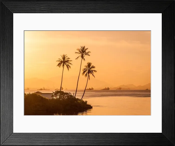 Framed Print : Sunset at Guanabara Bay in Rio de Janeiro - Brazil
