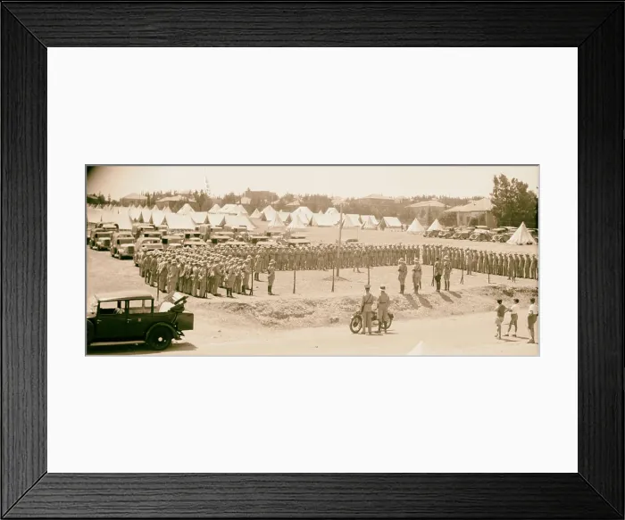 Framed Print : Palestine disturbances 1936 The 8th Hussars hearing an address by His Excellency, the High Commissioner. 1936