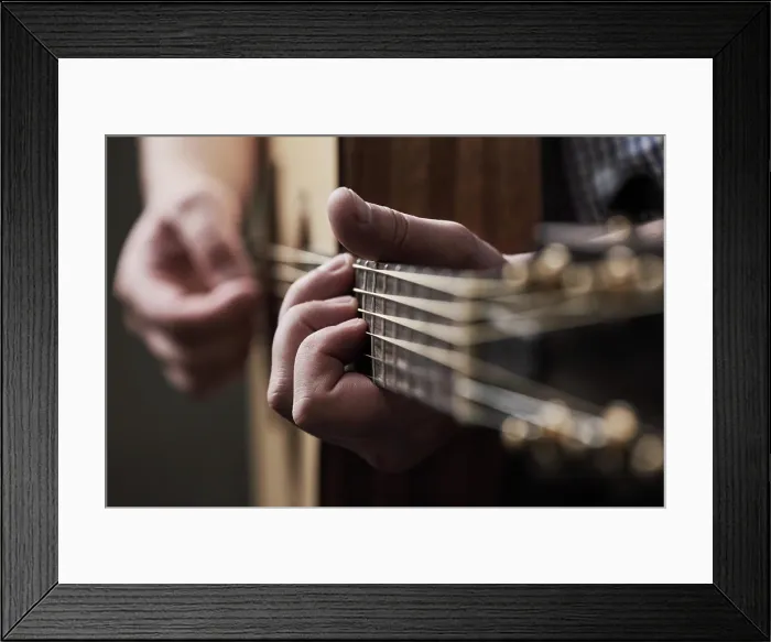 Framed Print : Hands, home and man with guitar Framed Print : Hands, home and man with guitar