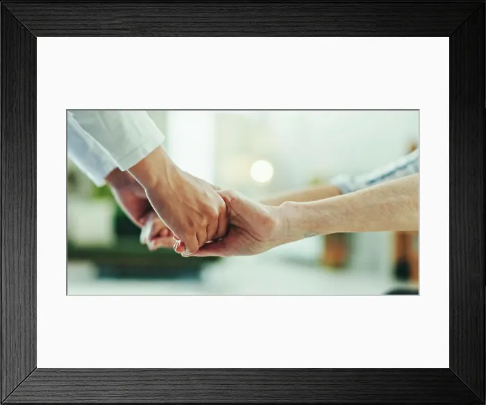 Framed Print : People, holding hands and support for healthcare with love