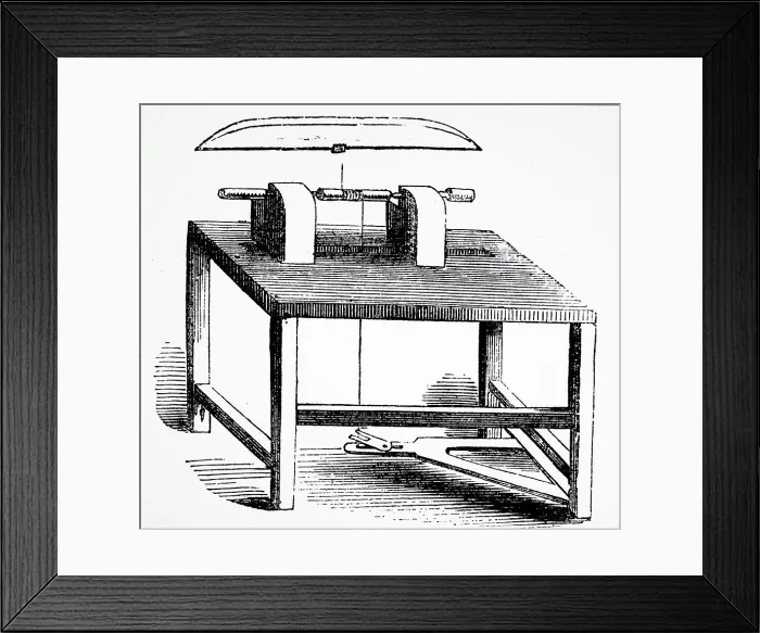 Framed Print : Illustration showing Pole and treadle Lathe, for light / work. London, 1866
