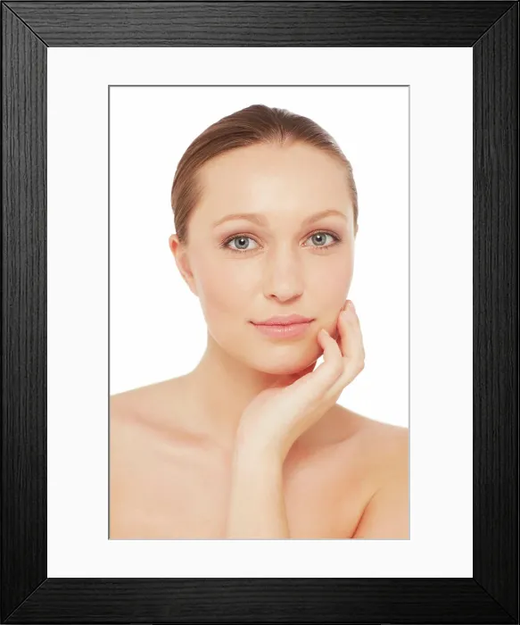 Framed Print : Skincare, natural and portrait of woman on a white background for wellness