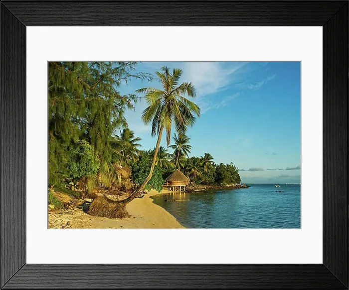 Framed Print : Matira Point beach in evening light, Bora Bora, French Polynesia, Oceania