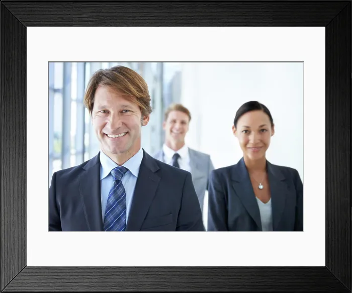 Framed Print : Teamwork, portrait and happy business people in office for legal company Framed Print : Teamwork, portrait and happy business people in office for legal company