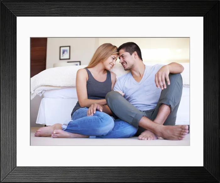 Framed Print : Relax, forehead or happy couple in bedroom for support or love with trust Framed Print : Relax, forehead or happy couple in bedroom for support or love with trust