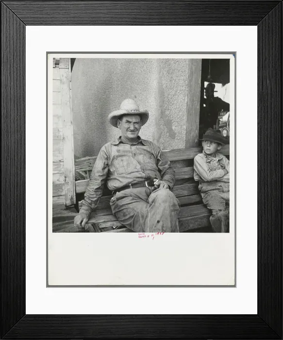 Framed Print : One of a group of western Oklahoma wheat farmers congregated at crossroads service station