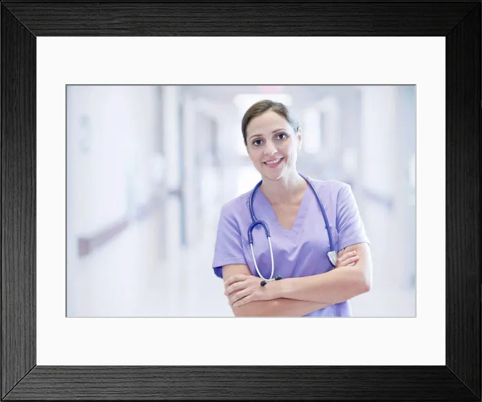 Framed Print : Nurse wearing purple uniform Framed Print : Nurse wearing purple uniform