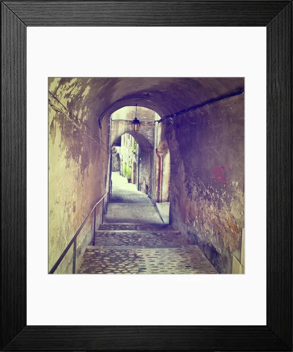 Framed Print : City Crest Narrow Alley with Old Buildings in French City of Crest Framed Print : City Crest Narrow Alley with Old Buildings in French City of Crest