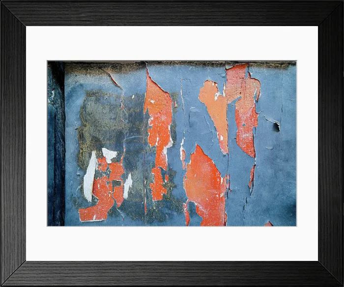Framed Print : Flaking Blue and Orange Paint on an Old Door Framed Print : Flaking Blue and Orange Paint on an Old Door