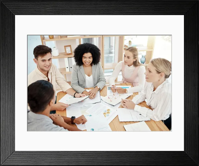 Framed Print : Diversity, business meeting and team have discussion